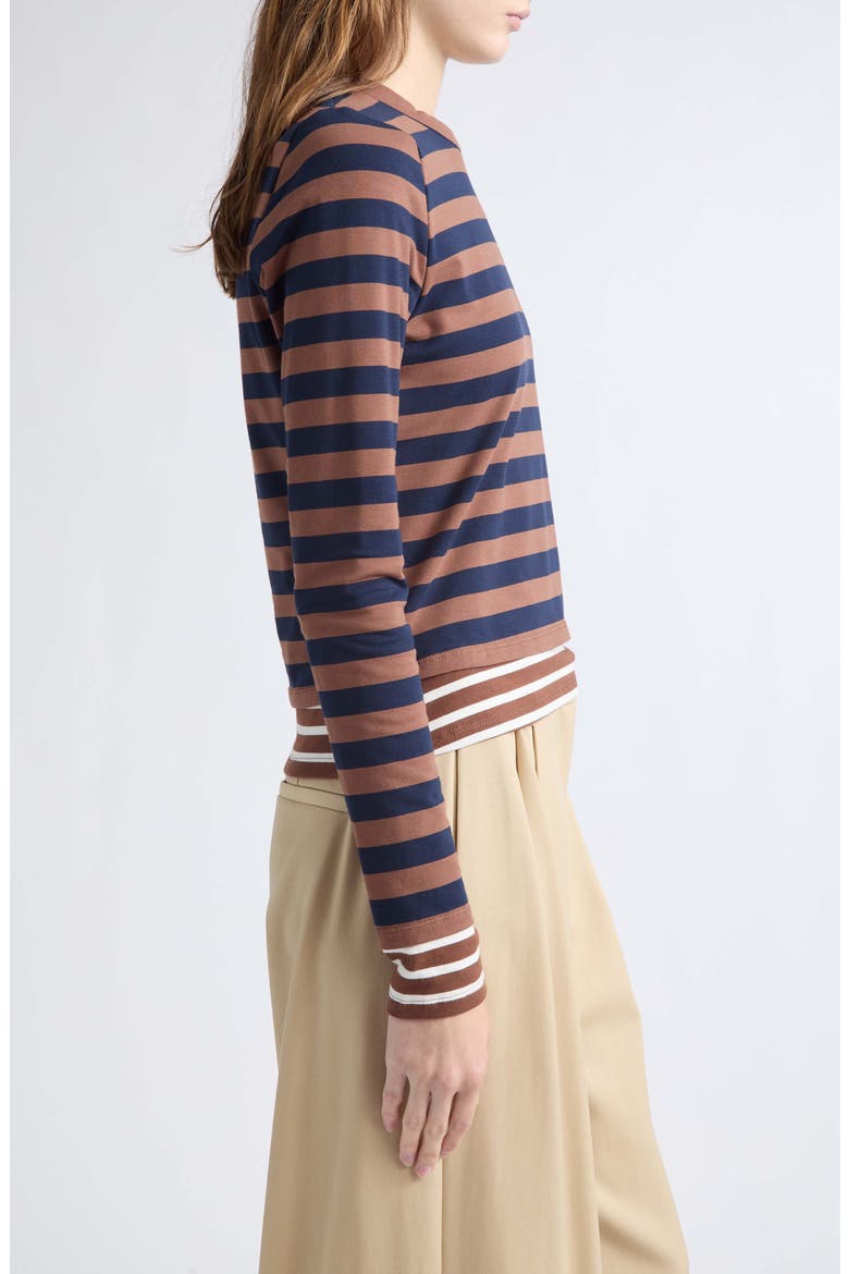 Asymmetric Twisted Striped T-Shirt, Alternate, color, BROWN MULTI