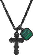 HMY JEWELRY Black Cross & Agate Pendant Necklace