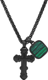 HMY JEWELRY Black Cross & Agate Pendant Necklace