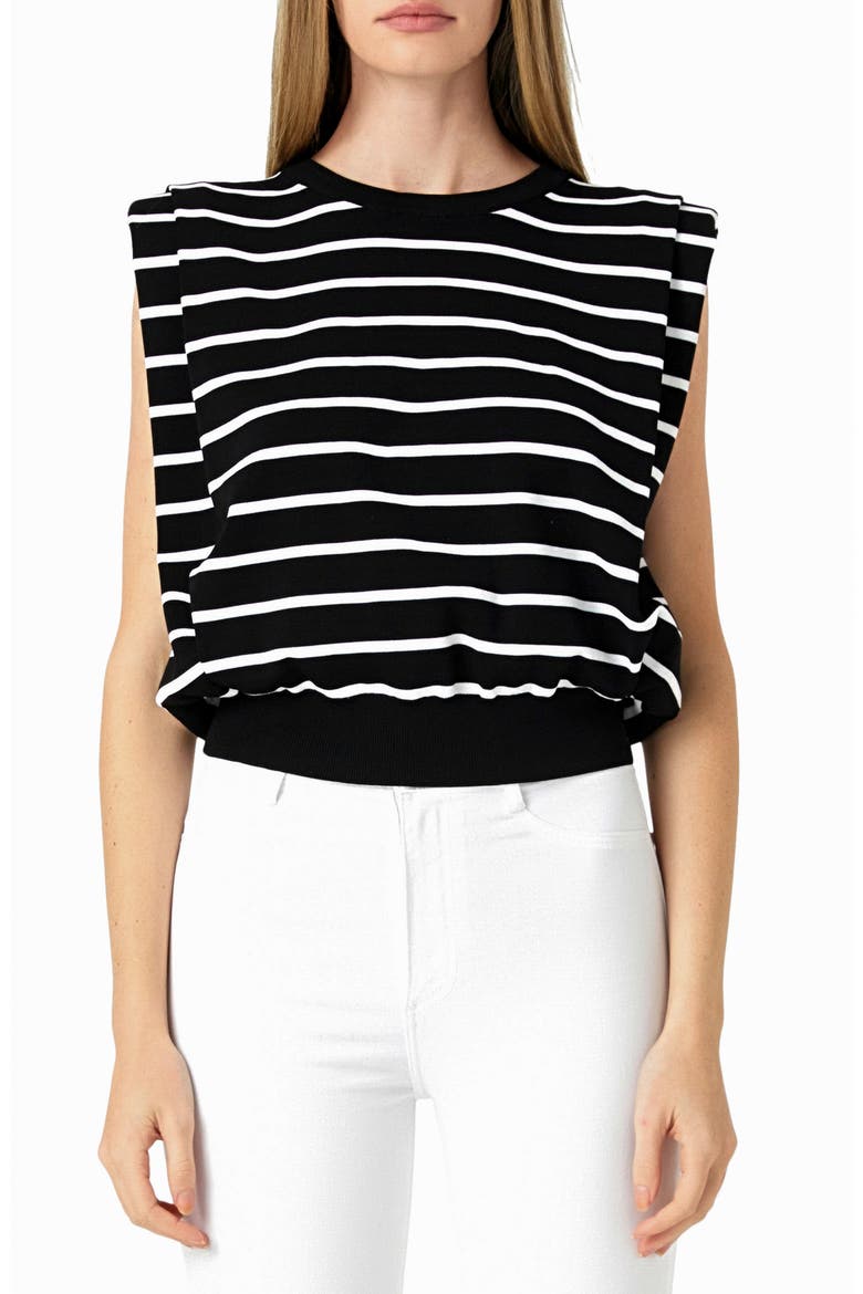Stripe Sleeveless Knit Top, Main, color, BLACK/ WHITE