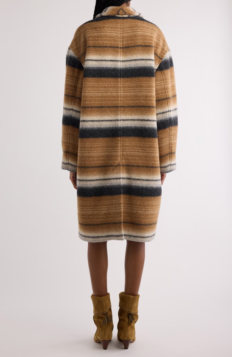 Isabel Marant Étoile Daby Mixed Stripe Wool Blend Coat, Alternate, color, 
