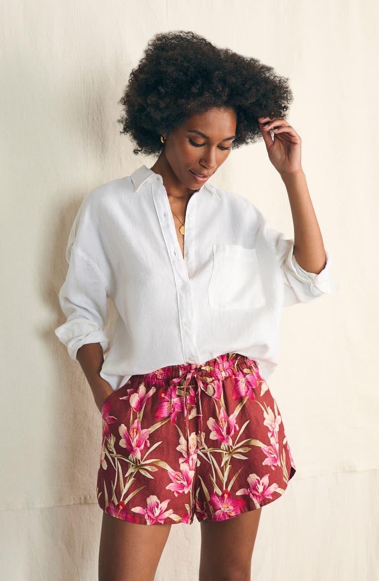 Faherty Laguna Linen Drawstring Shorts, Alternate, color, 