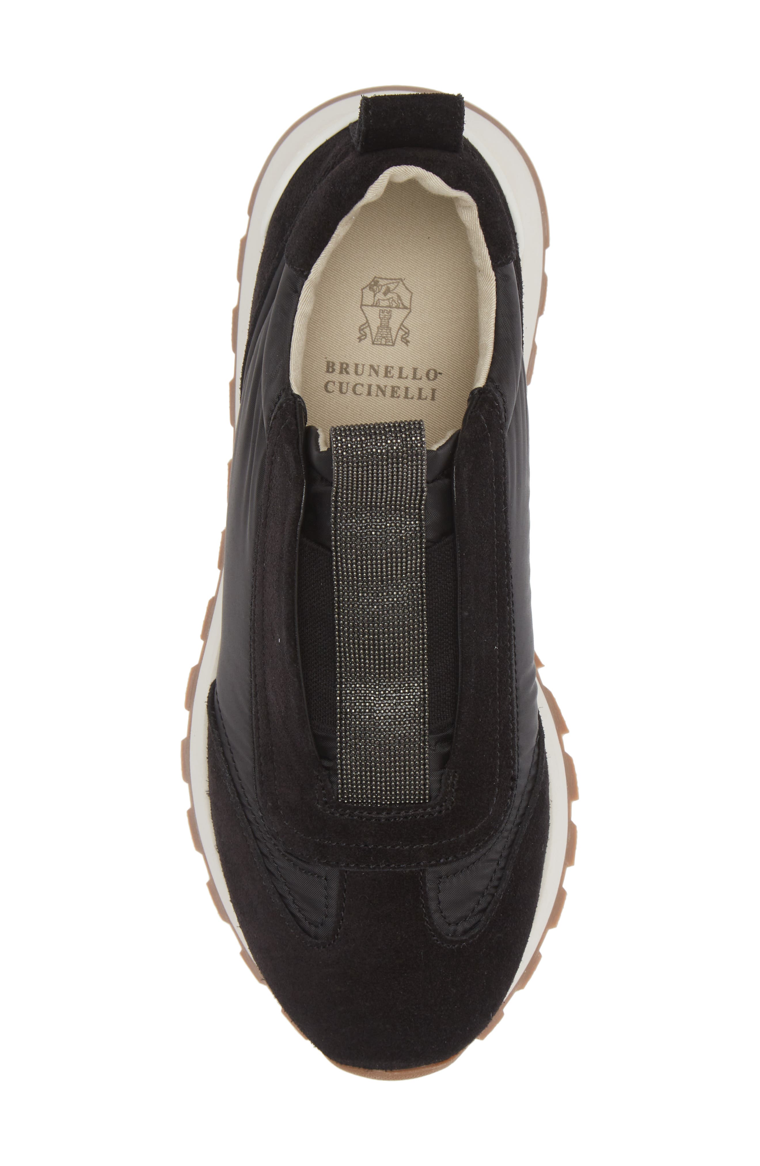 Brunello Cucinelli Monili Suede & Nylon Slip-On Sneaker, Alternate, color, 