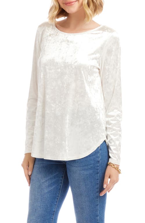 Karen Kane Crushed Velvet Top Shirttail Top In White
