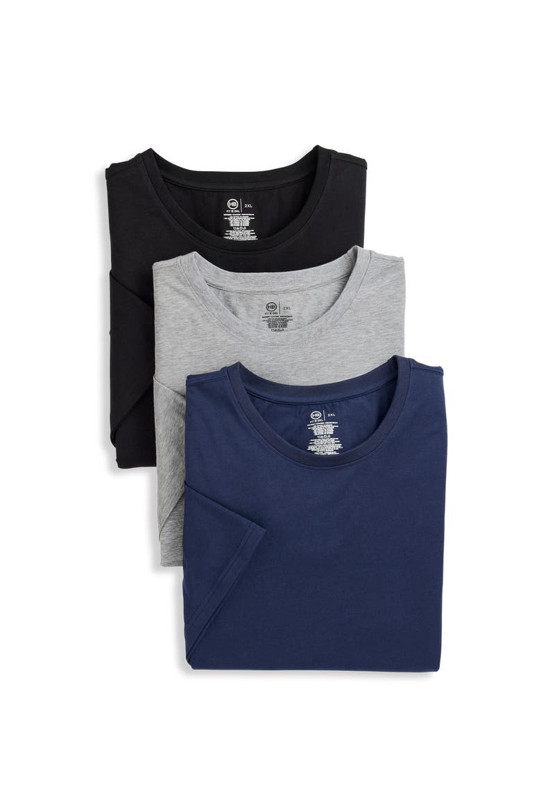 Big & Tall 3 pk Active Stretch Crewneck T-Shirts, Main, color, PEACOAT
