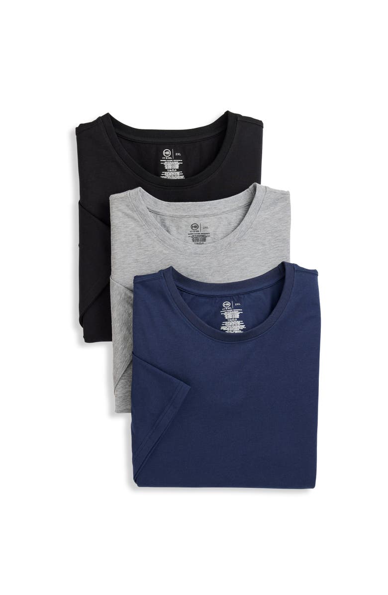 Harbor Bay by DXL Big & Tall 3 pk Active Stretch Crewneck T-Shirts, Main, color, Peacoat