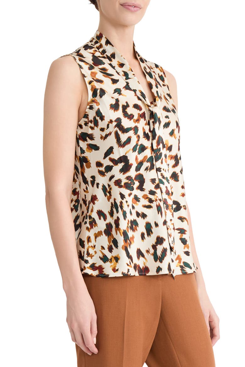 Print Tie Neck Sleeveless Top, Alternate, color, SEPIA SPICE MULTI