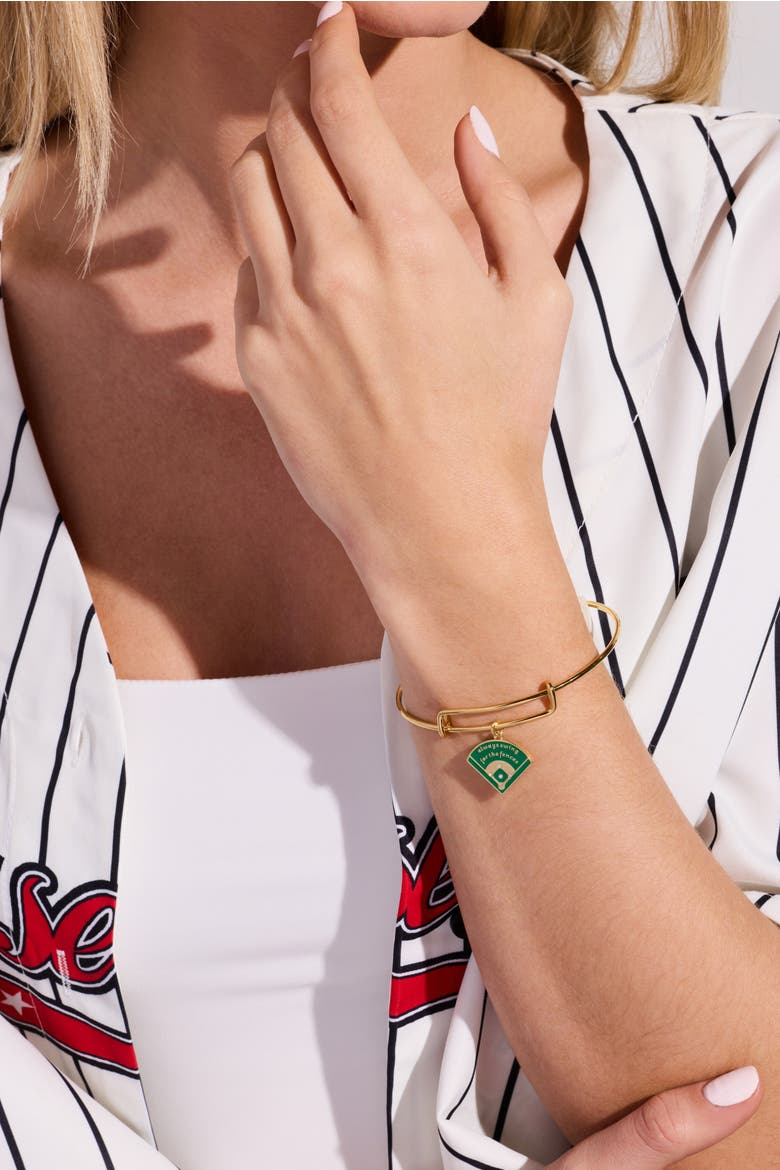 "Always Swing for the Fences" Charm Bangle, Alternate, color, Gold