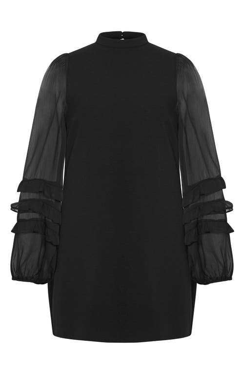 City Chic Nyla Maise Long Sleeve Dress In Black