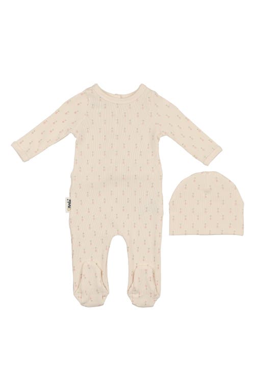 Maniere Manière Rib Pineapple Footie & Hat Set In Neutral