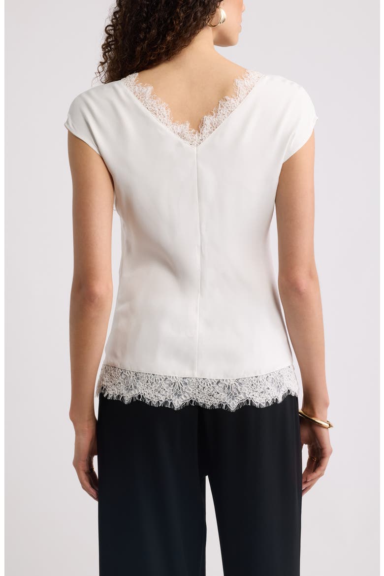 Lace Trim Ruched Top, Alternate, color, IVORY TOFU