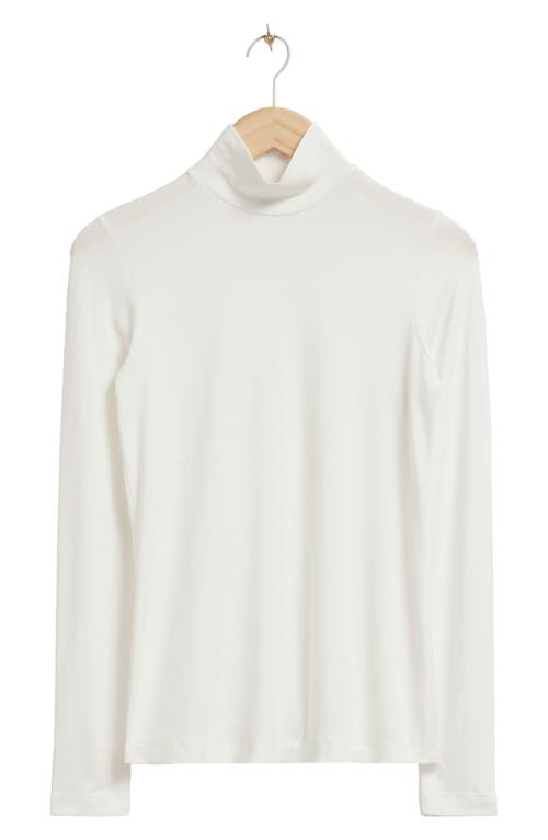 & Other Stories Mock Neck Long Sleeve Top In White