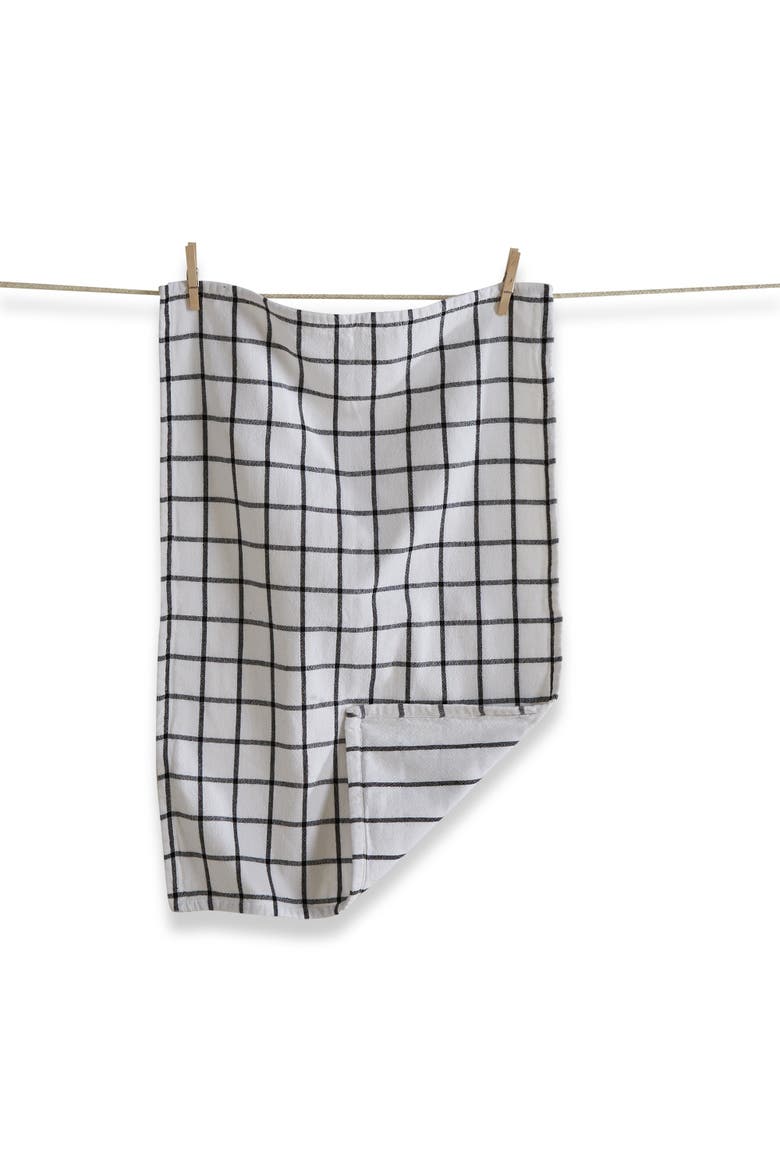 Classic Black Windowpane Cotton Kitchen Dishtowel Set, Main, color, Black