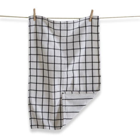 Classic Black Windowpane Cotton Kitchen Dishtowel Set