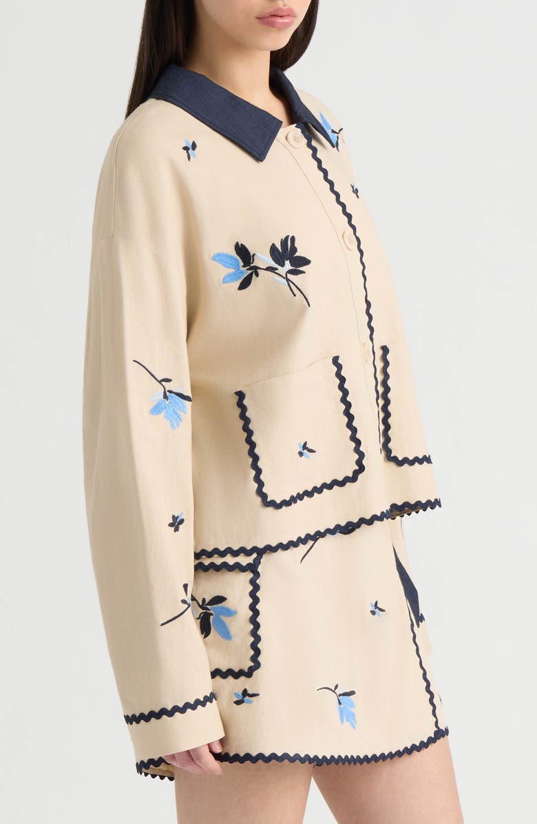 NVLT Floral Embroidered Jacket, Alternate, color, Natural