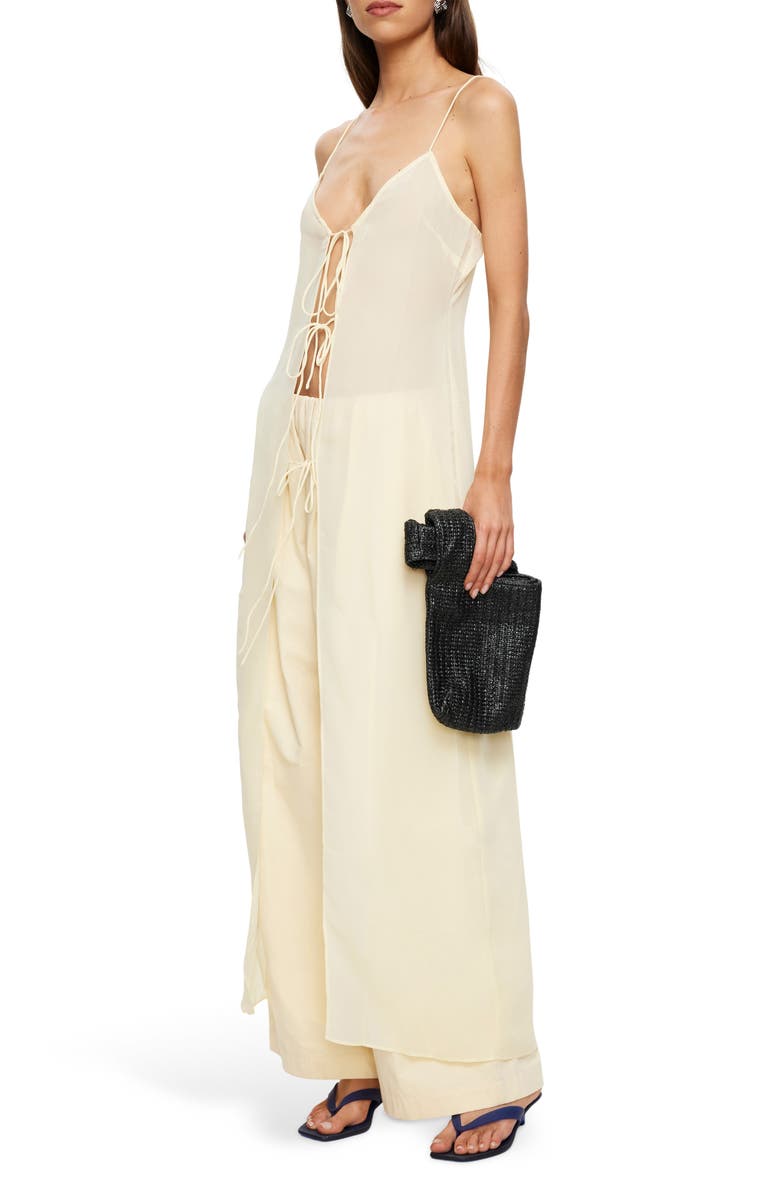 LIONESS Dune Tie Front Maxi Camisole, Alternate, color, Lemontini