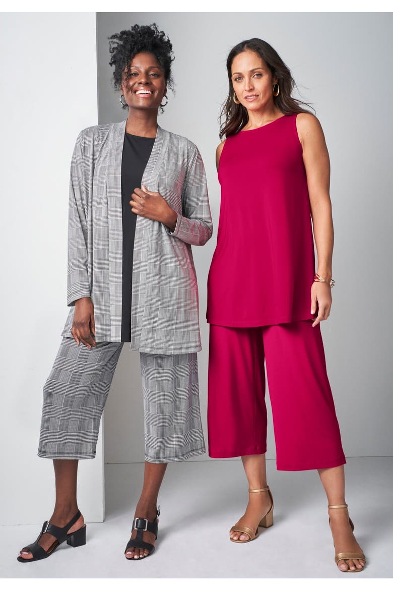 Stretch Knit Wide Leg Crop Pant, Alternate, color, DARK SAPPHIRE