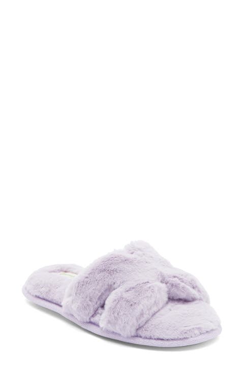 H Band Plush Faux Fur Slipper (Women)