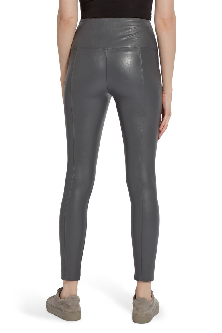 'Lyssentials Textured Faux Leather Leggings, Alternate, color, SOLID CHARCOAL