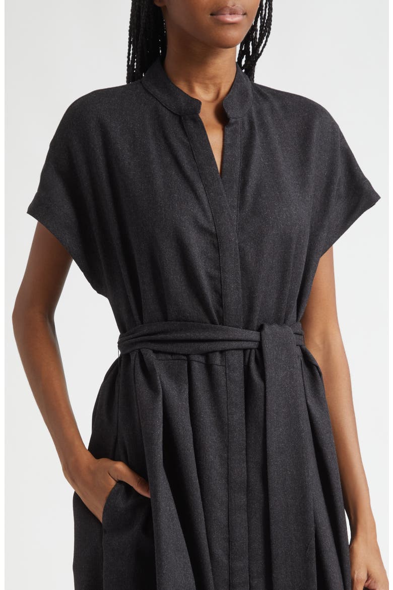 Belted Wool Blend Midi Dress, Alternate, color, 168 CARBON