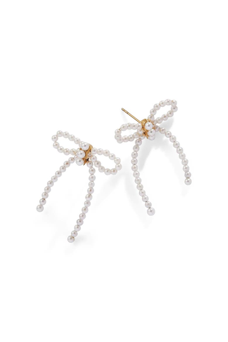 Pearl Bow Earrings, Alternate, color, Pearl