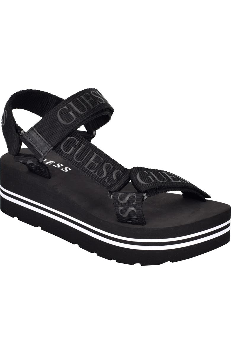 GUESS Avin Platform Sandal, Main, color, Black