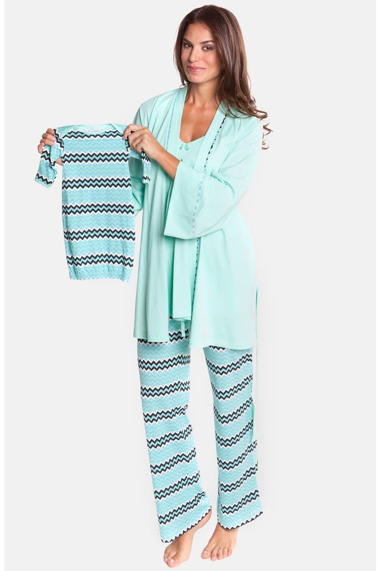 Four-Piece Maternity Sleepwear Gift Set, Main, color, MINT