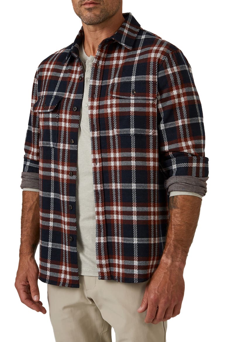 Generations Plaid Button-Up Shirt, Main, color, NAVY