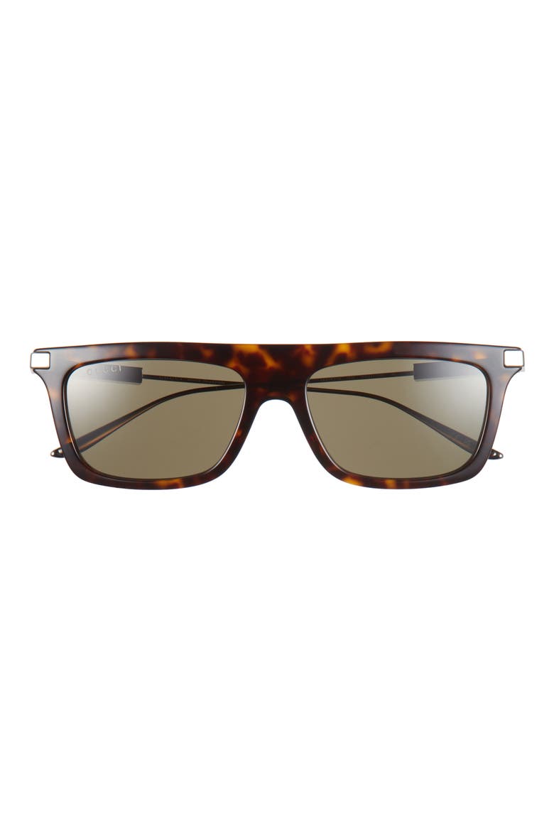 55mm Rectangular Sunglasses, Main, color, HAVANA SILVER GREEN