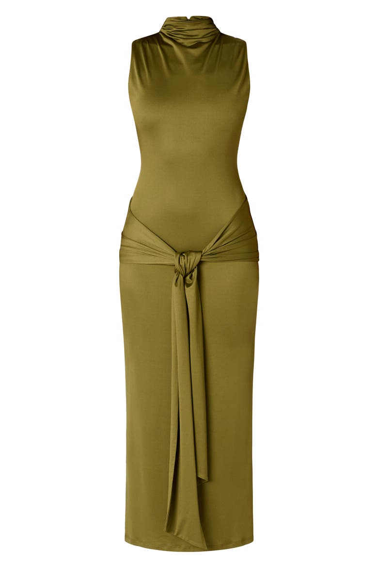 Victoria Tie Front Maxi Dress, Alternate, color, OLIVE