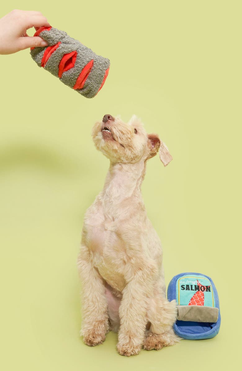 the furryfolks Tinned Salmon Nosework Toy, Alternate, color, Blue