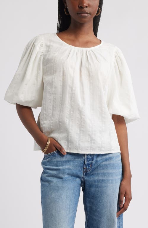 Treasure & Bond Bubble Sleeve Cotton Dobby Top in Ivory Egret  product