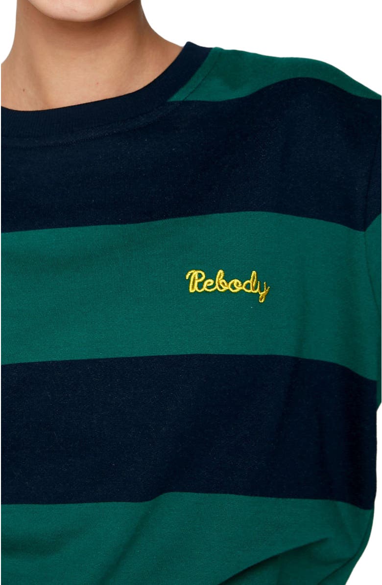 Rebody Active Embroidered Rebody Rugby Striped Sweatshirt Sustainable, Alternate, color, 