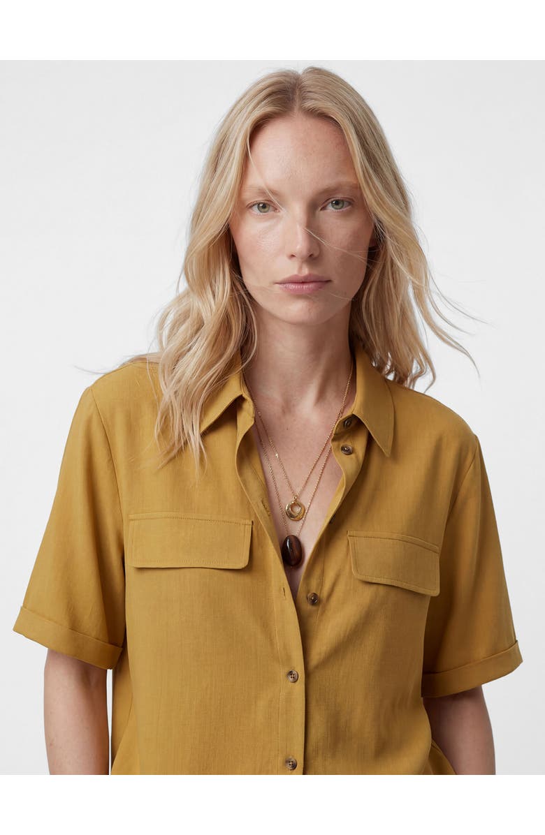 Koton Short Sleeve Viscose Shirt with Pockets, Alternate, color, Khaki
