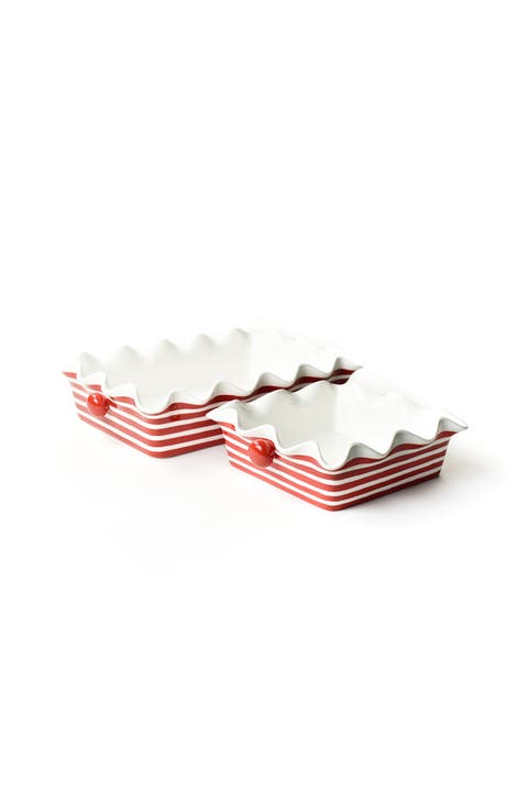 Red Stripe Casserole 2 Piece Set