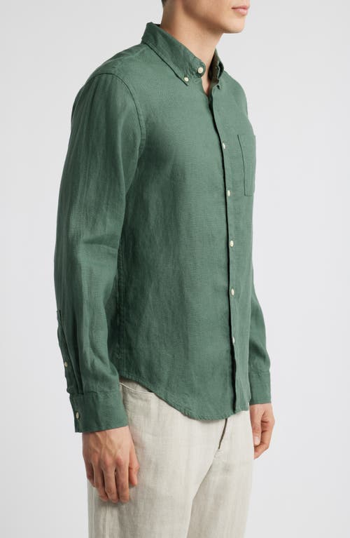 Alex Crane  Playa Linen Button-down Shirt In Pine