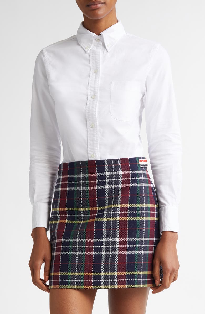 Thom Browne Men's Classic Fit Cotton Button-Down Shirt, Main, color, White