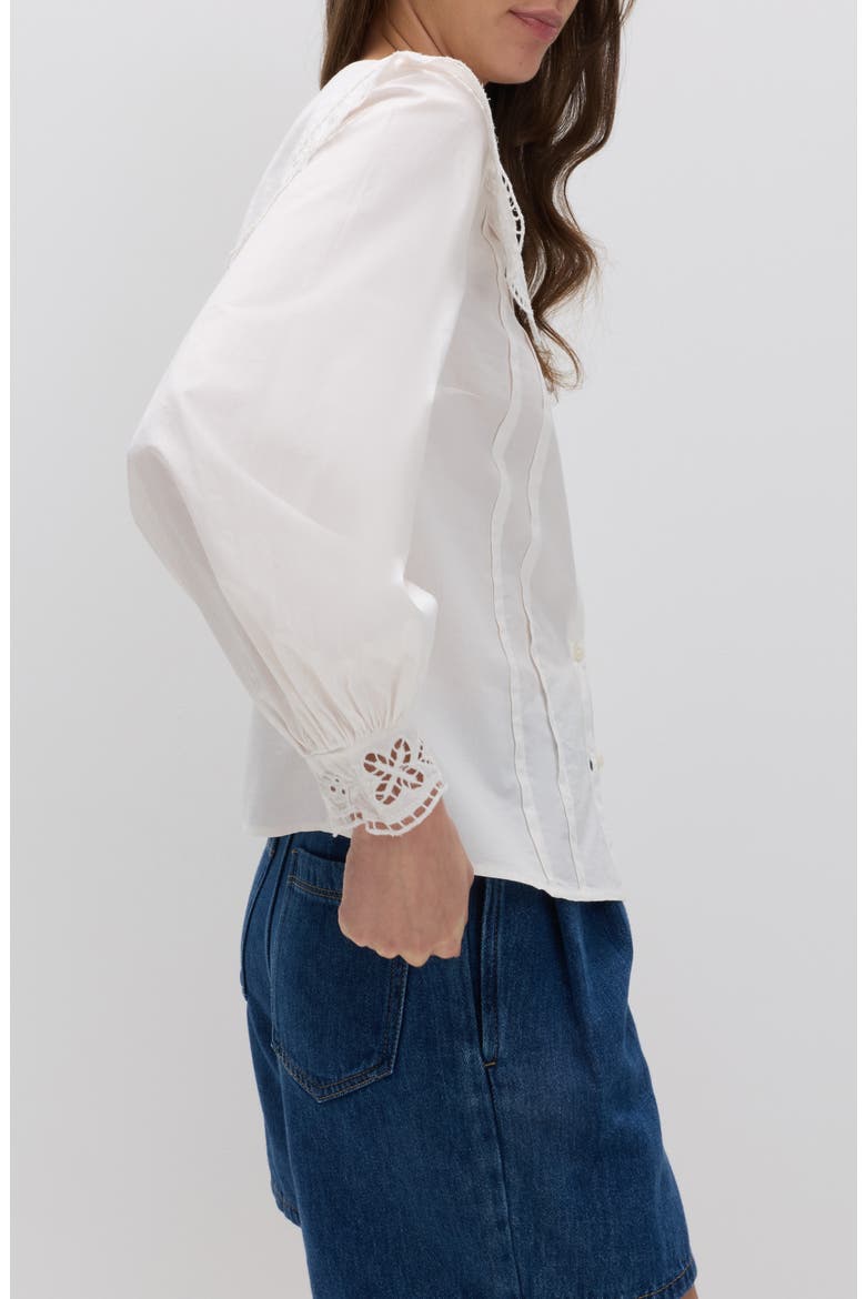 Broderie Collar Shirt, Alternate, color, SOFT WHITE
