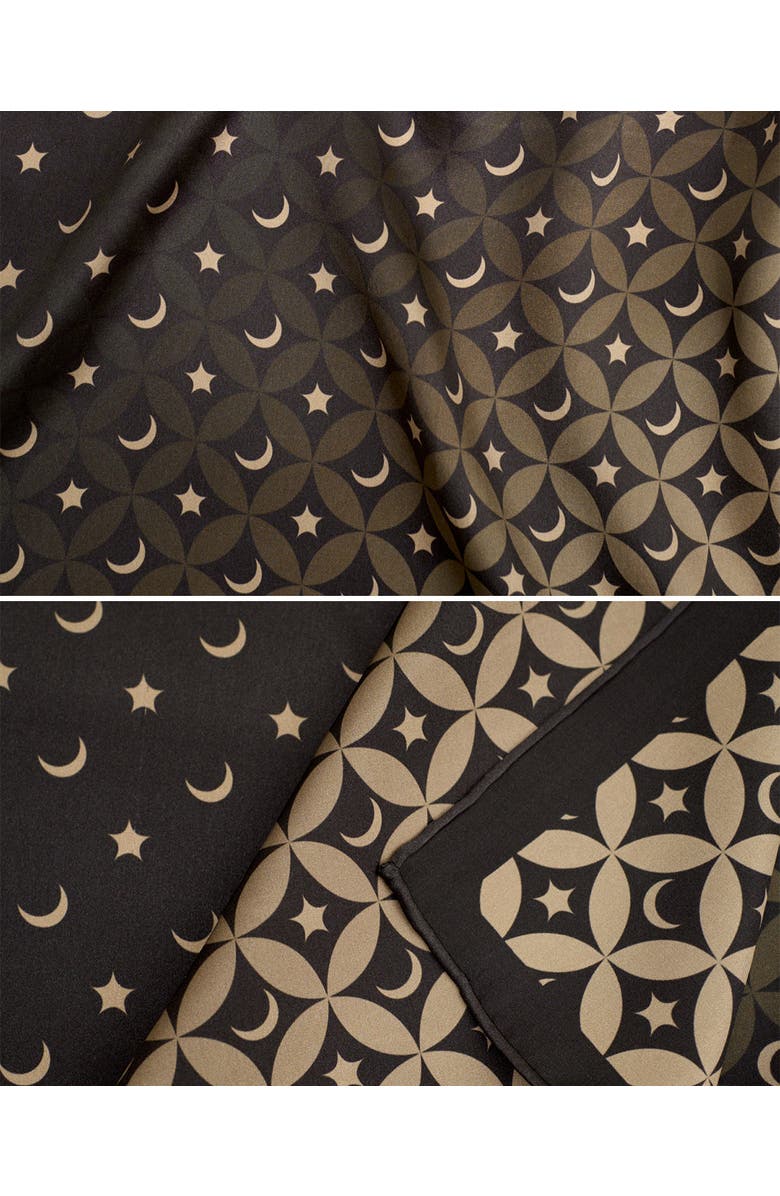 Lost Pattern "Moonlit Stars" Silk Bandana Scarf, Alternate, color, Black