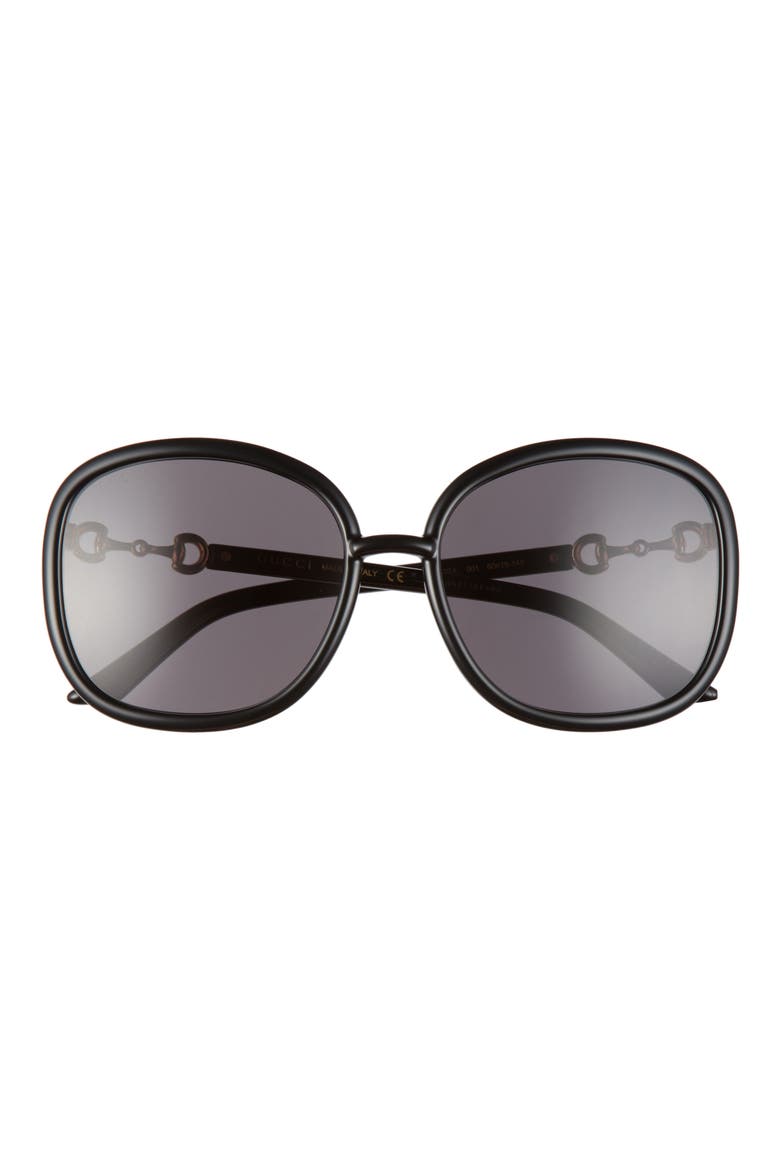 60mm Square Sunglasses, Main, color, BLACK/ GREY