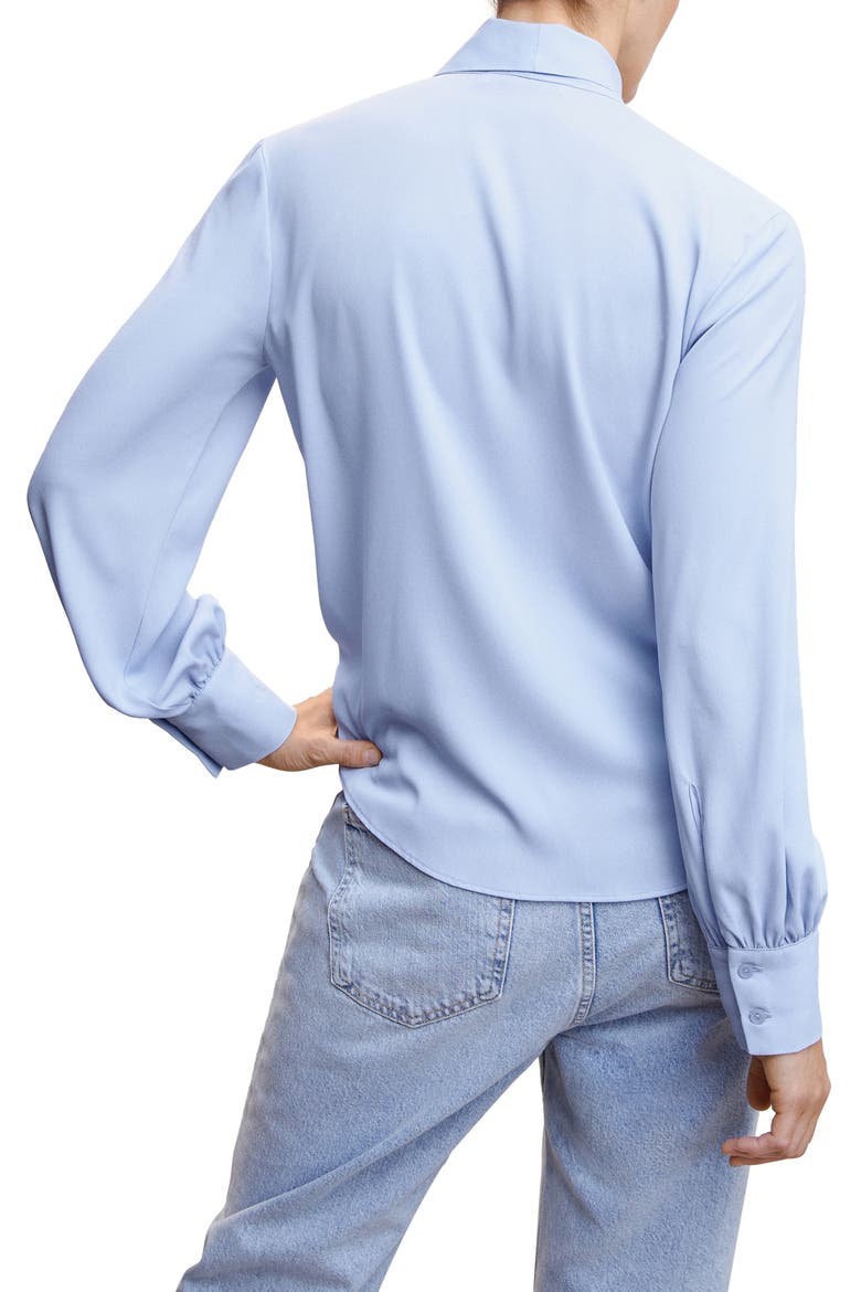 Tie Neck Crepe Blouse, Alternate, color, BLUE