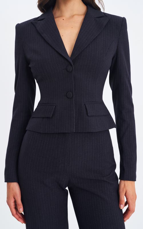 Miss Circle Quinnee Striped Single-breasted Peplum Blazer In Blue