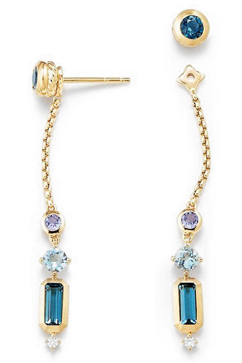 Novella Drop Earrings with Diamonds, Alternate, color, GOLD/ HAMPTON BLUE TOPAZ