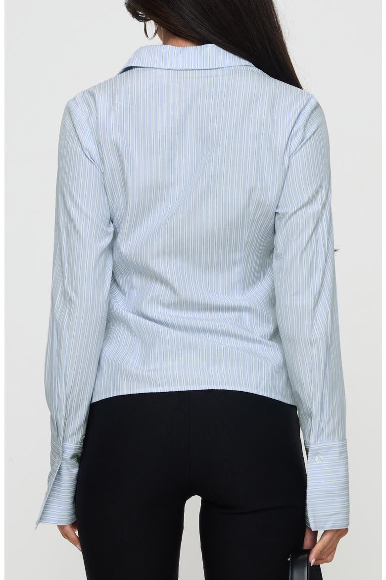 Rush Hour Stripe Shirred Button-Up Shirt, Alternate, color, BLUE STRIPE