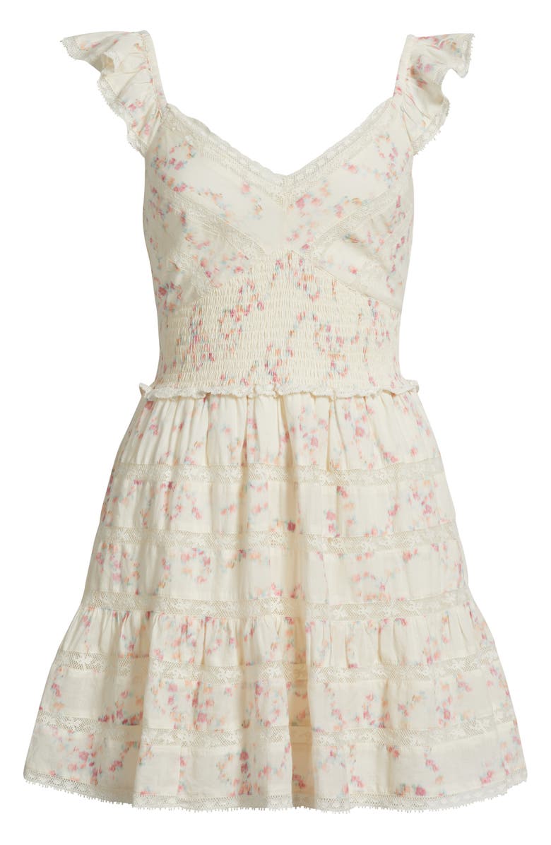 LoveShackFancy Finny Tiered Cotton Fit & Flare Minidress, Alternate, color, Magnolia