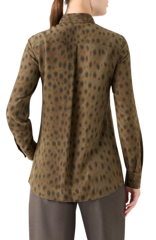 Akris Punto Leopard Print Silk Crêpe De Chine Button-up Shirt In Brown