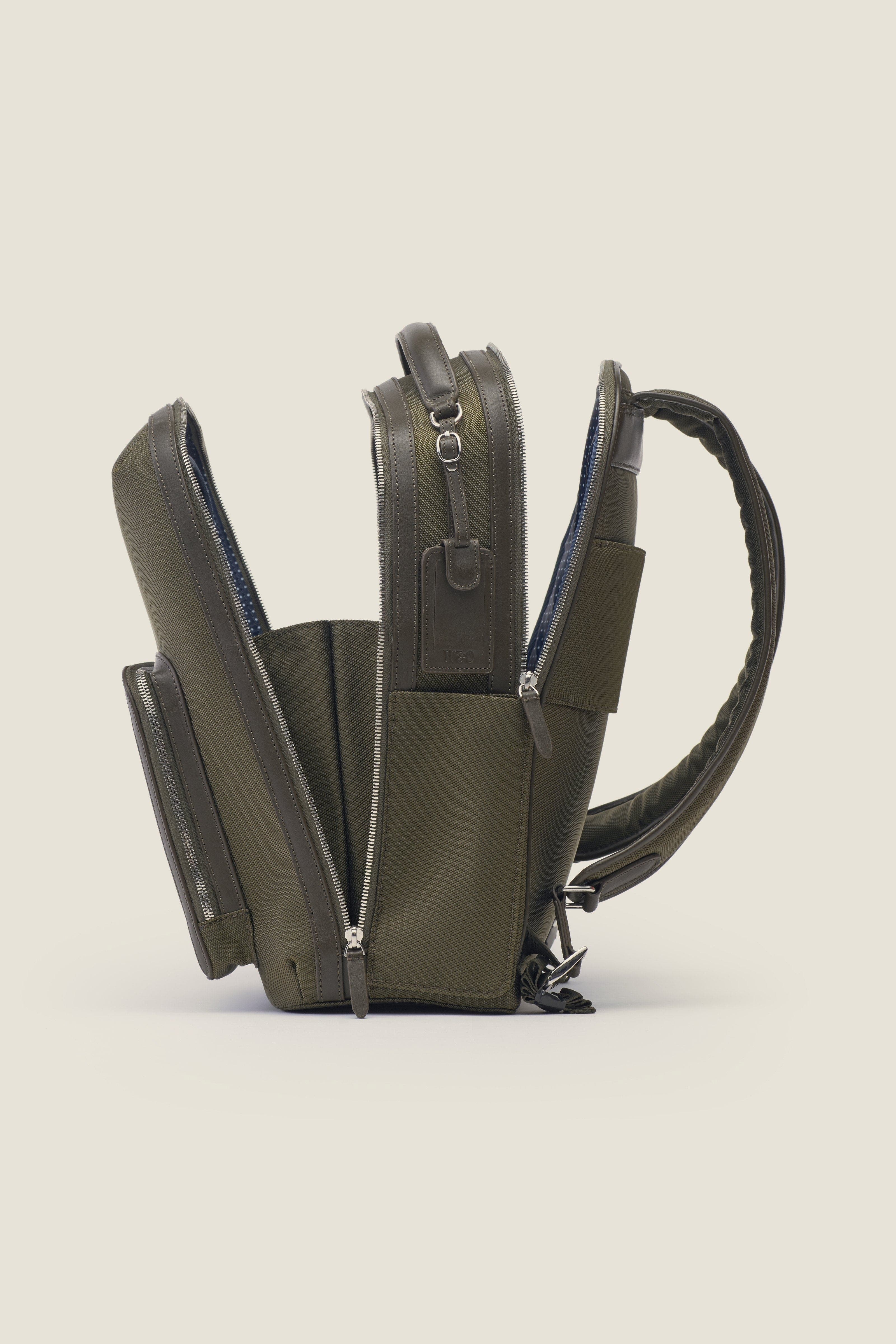 Pilot Organized Expandable Nylon Travel Backpack, Main, color, Olive Nylon
