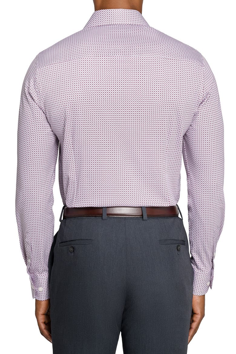 Slim Fit Micro Square Print Reworked Cotton Dress Shirt, Alternate, color, WHITE/ RED