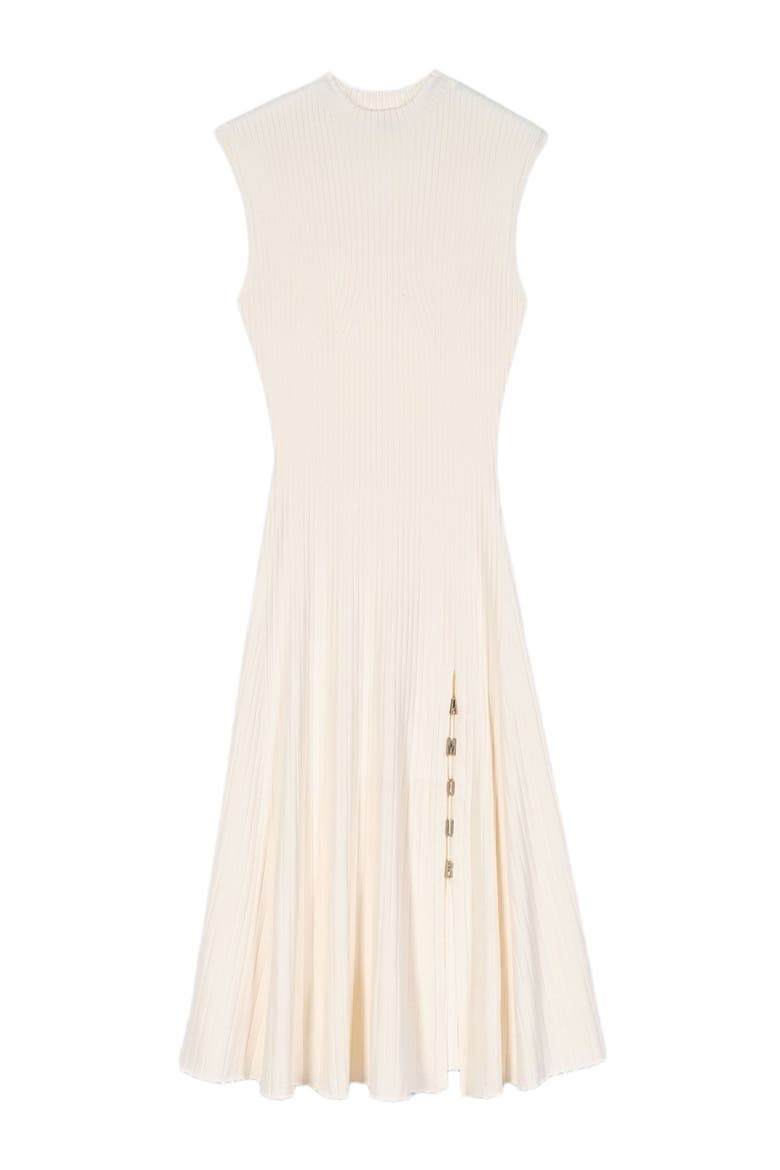 Ribbed dress with side slit, Main, color, Ecru