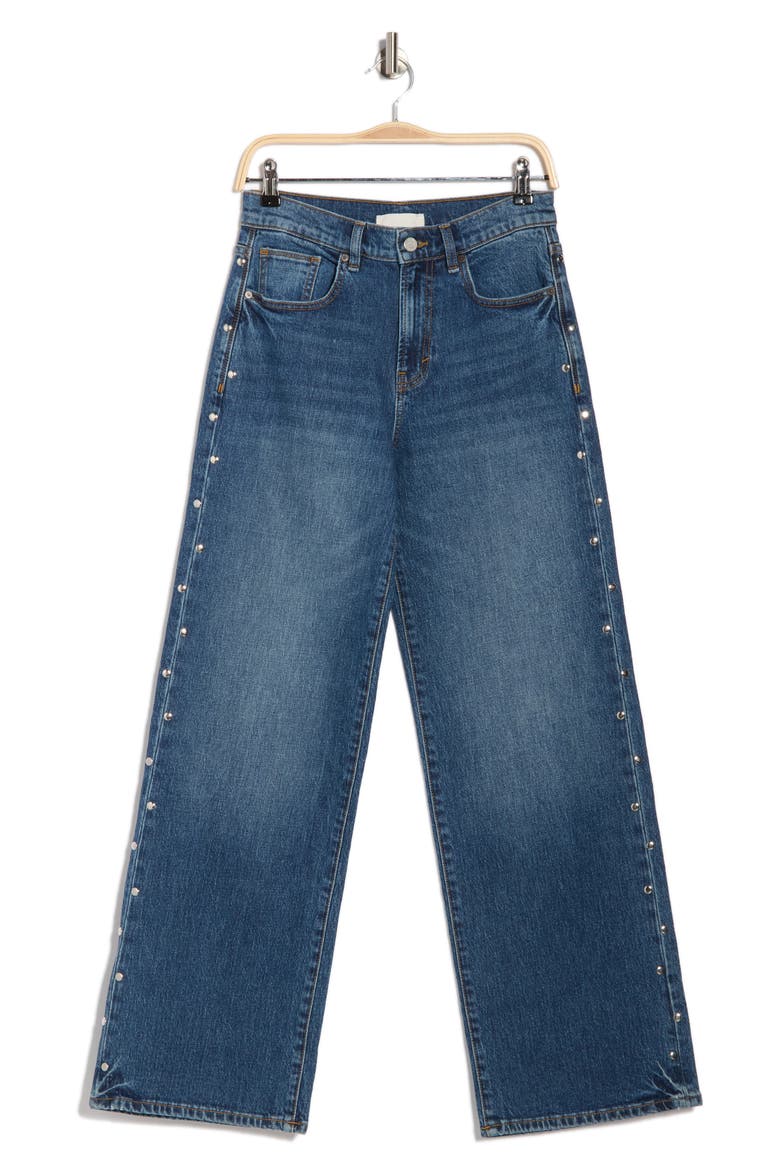 Hollis Studded Wide Leg Jeans, Alternate, color, BALTIC
